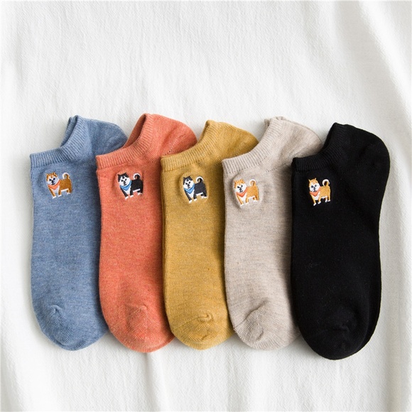 Accessories - 5 Pairs Women Dog Boat Socks